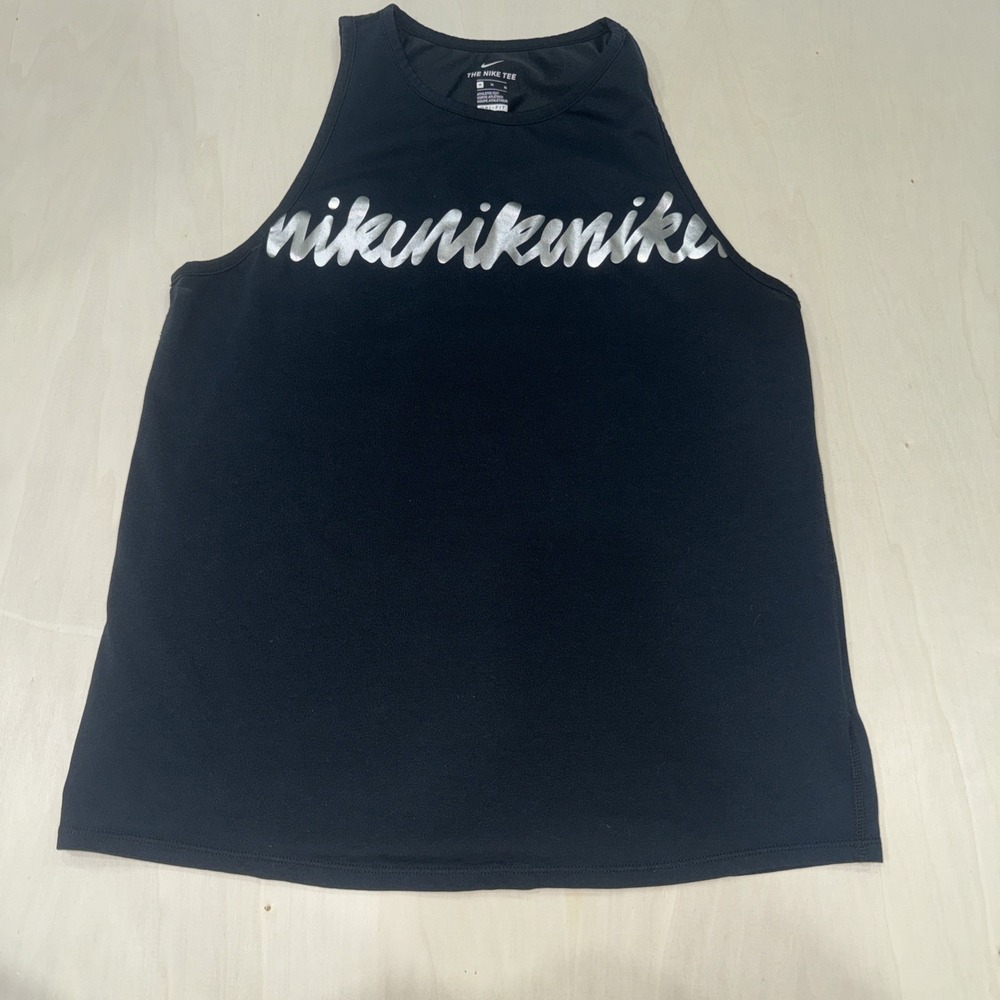 NIKE 'The Nike Tee' Athletic Cut Dri-Fit Black Tank Top M